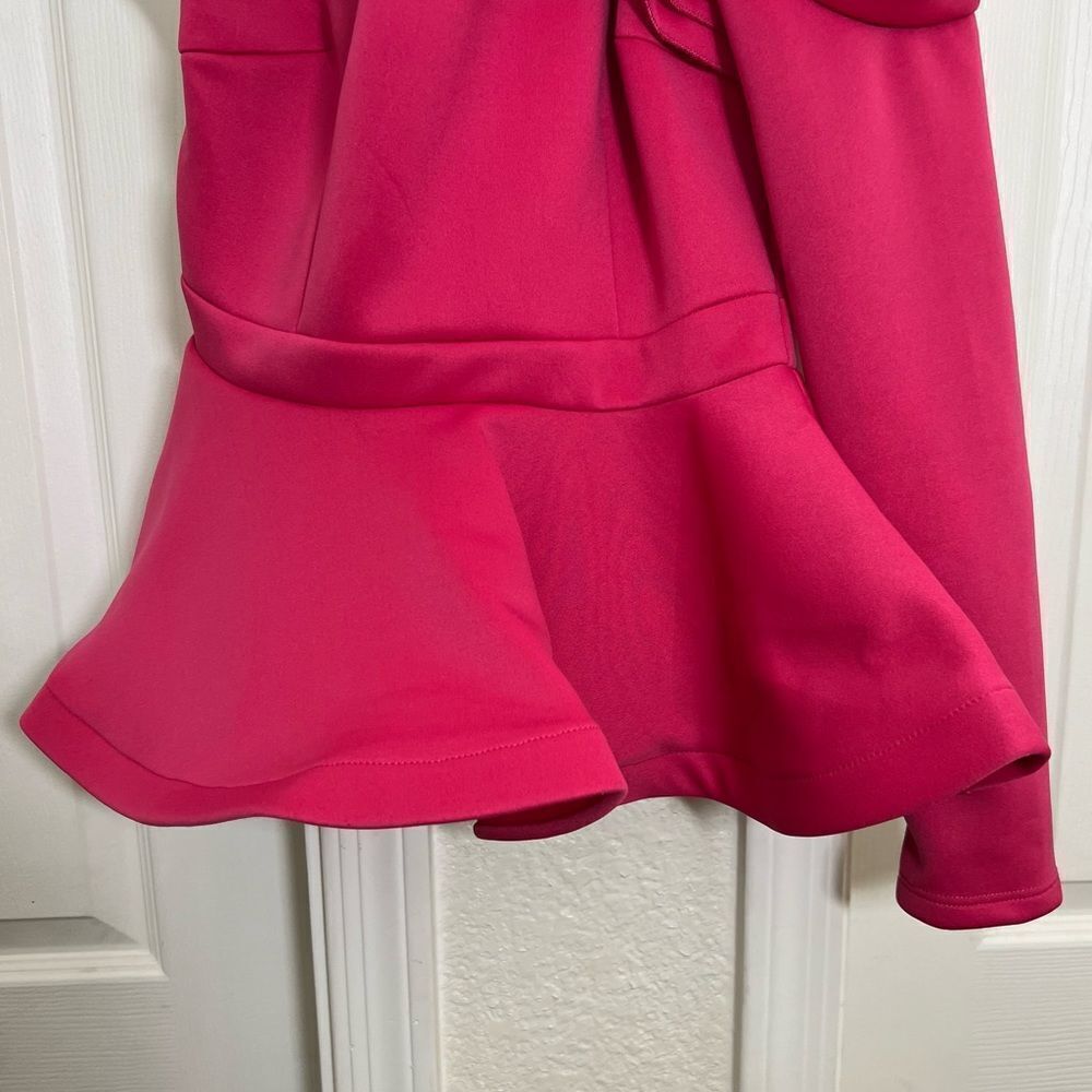 CQ by CQ One Shoulder Ruffle Asymmetrical One Shoulder Peplum Top Pink Fuchsia - Picture 2 of 15